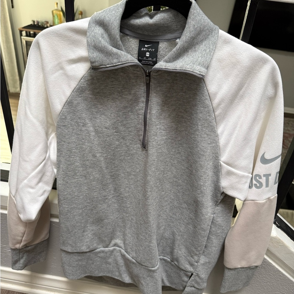 Nike Dri-FIT Gray and White Pullover